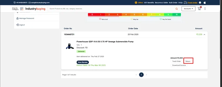 Received Damage Product